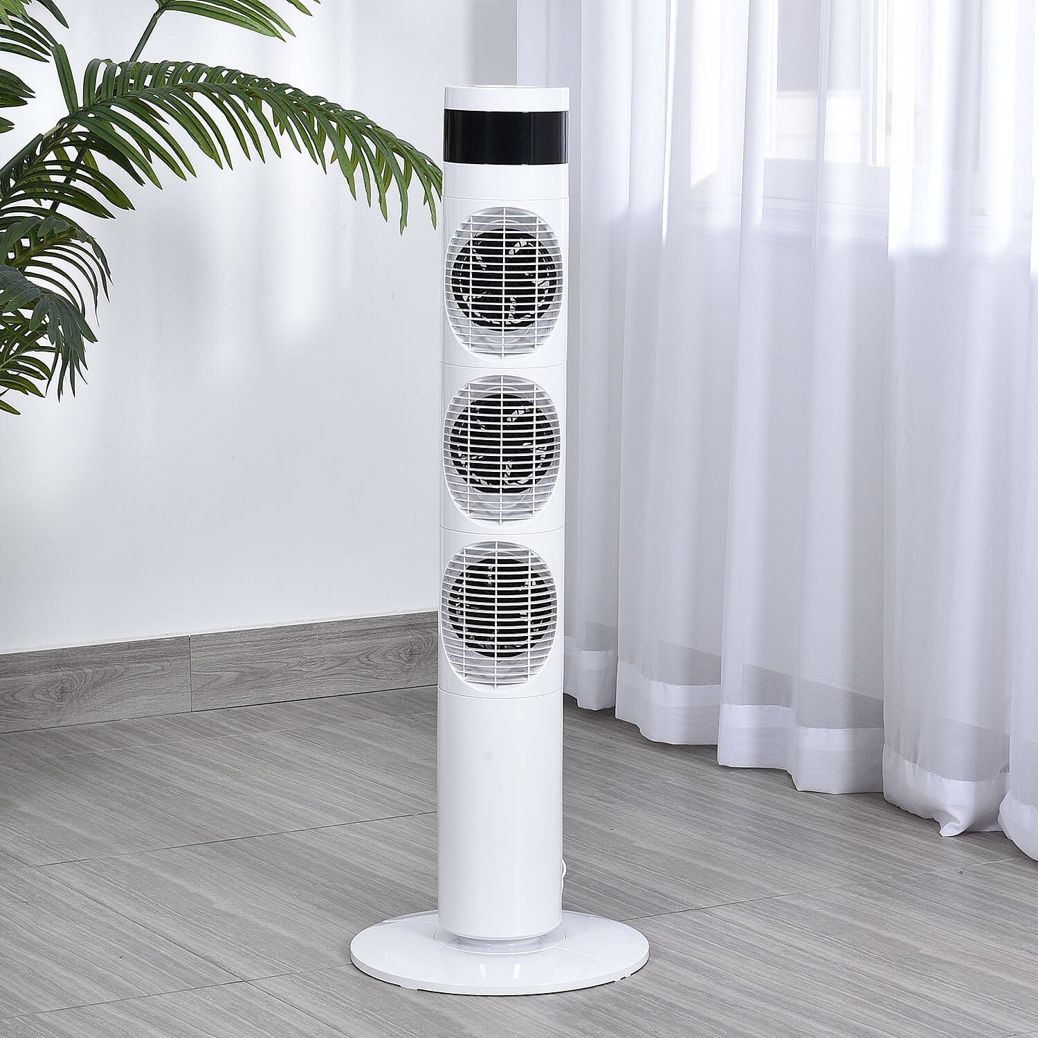 Homesmart - 20W Power Saving 3 Section Tower Fan with 3 Wind Mode and Remote Control (Height 98cm) - White 8835091 2