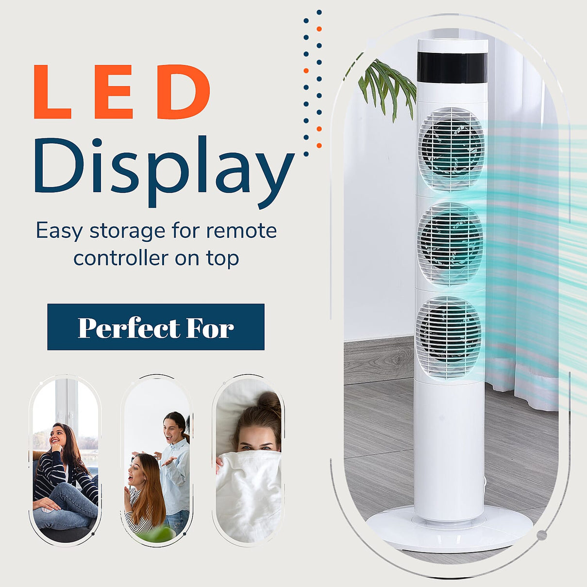 Homesmart - 20W Power Saving 3 Section Tower Fan with 3 Wind Mode and Remote Control (Height 98cm) - White 8835091 4