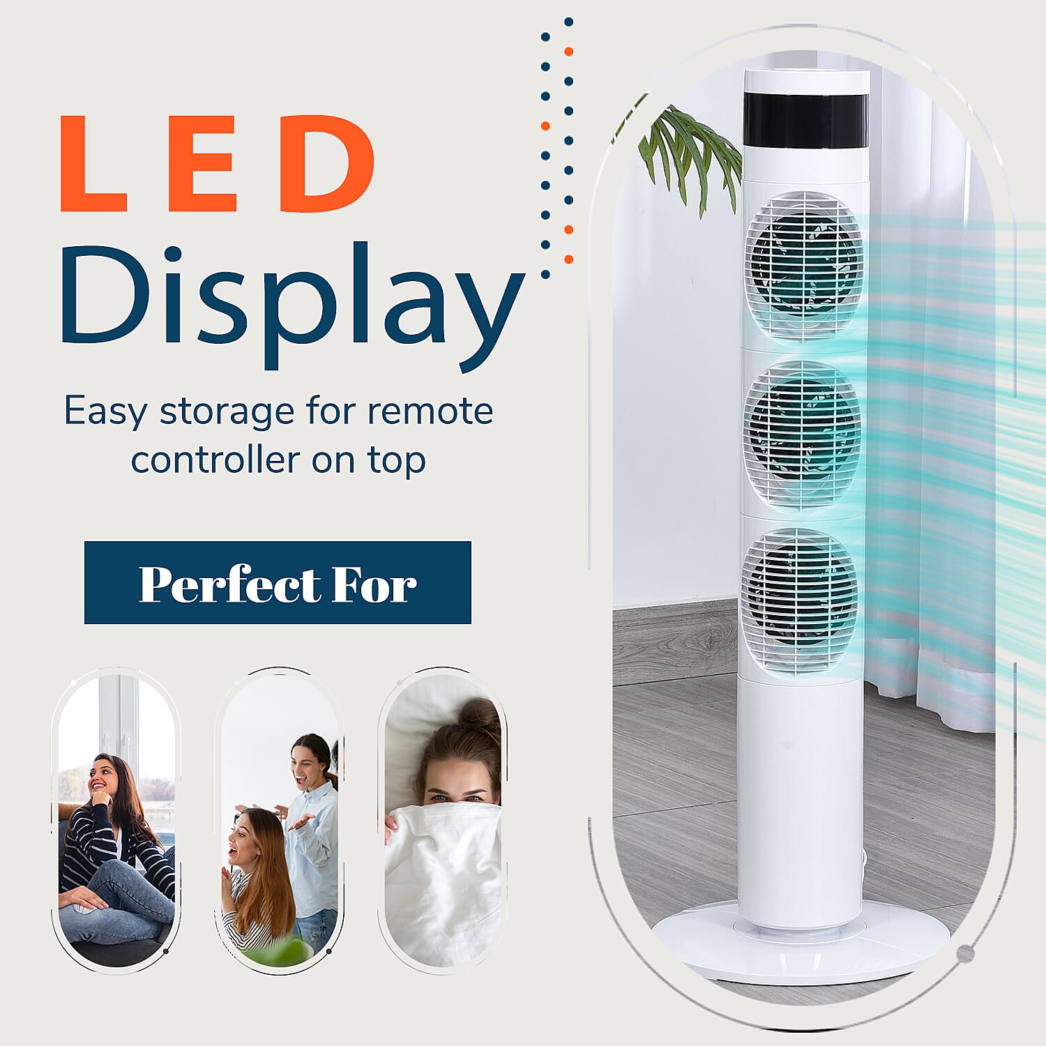 Homesmart - 20W Power Saving 3 Section Tower Fan with 3 Wind Mode and Remote Control (Height 98cm) - White 8835091 4