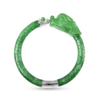 Green Jade Dragon Bangle (Size 7.5) in Rhodium Overlay Sterling Silver 211.25 Ct,