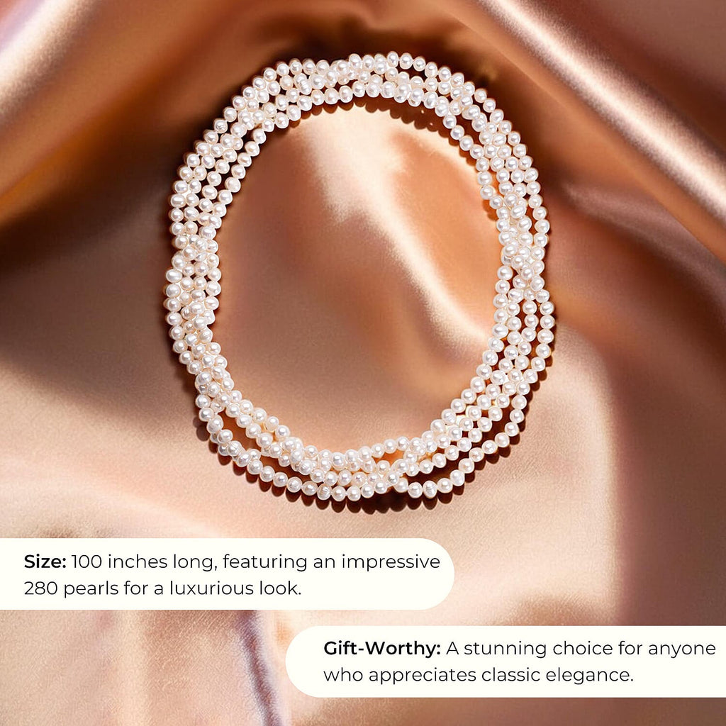Limited Edition- One Time Deal AAA Freshwater Pearl Necklace (Size - 100 Inch)
