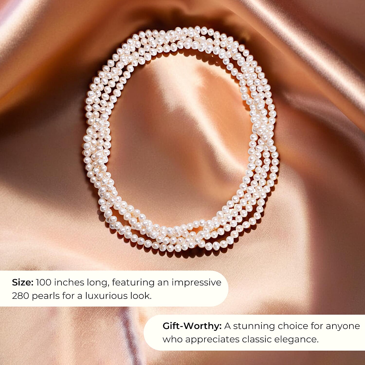 White Freshwater Pearl Necklace (Size - 100) 2118913 4