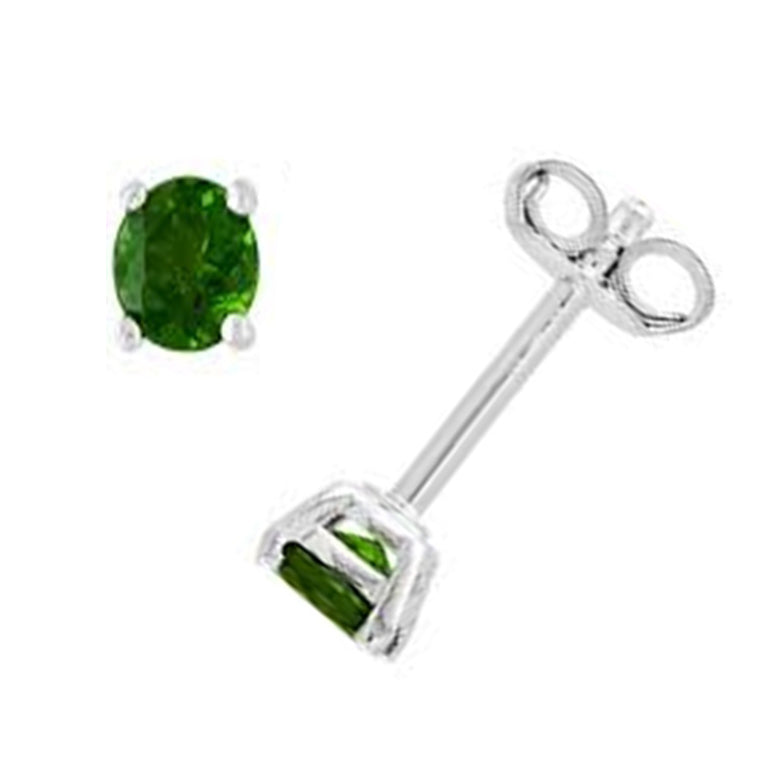 AAA Chrome Diopside Stud Earrings with Push Back in Rhodium Sterling Silver 0.79 Ct. 2147310 0