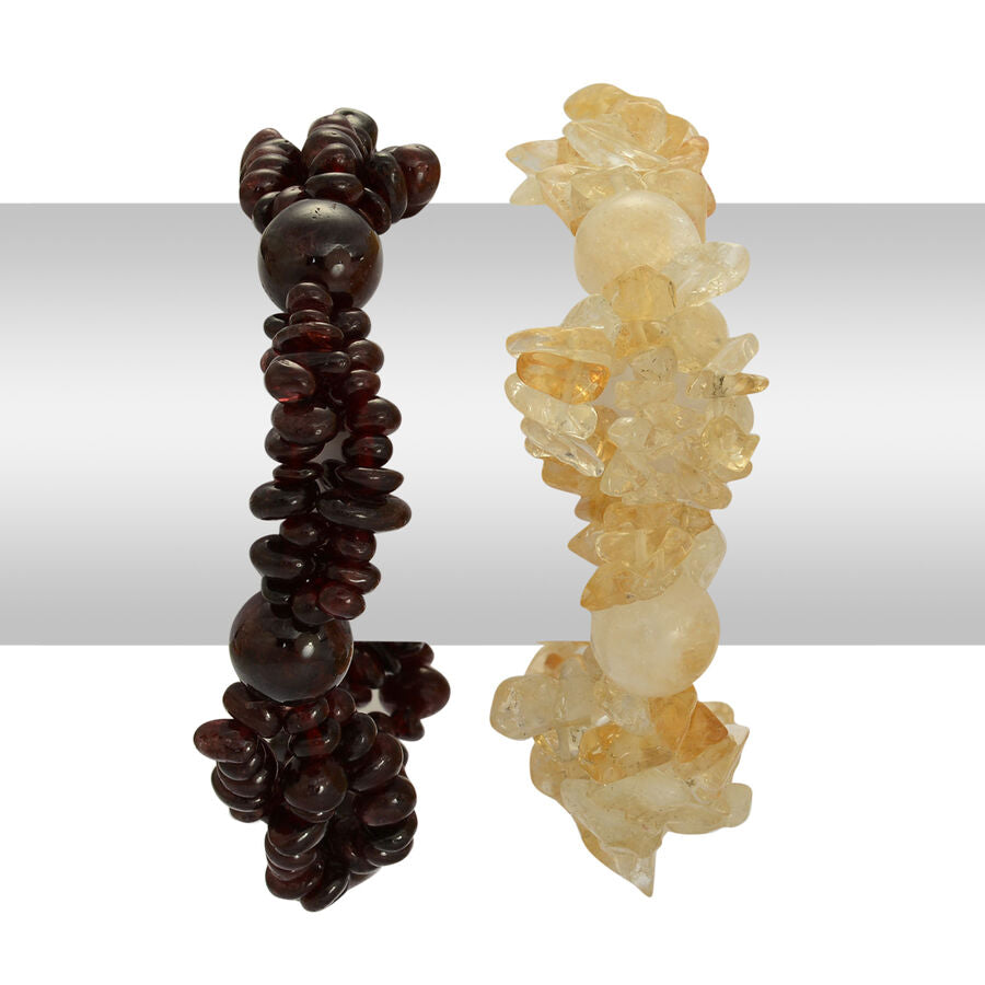 Set of 2 - Citrine and Indian Garnet Stretchable Bracelet (Size 7.50) 2182047 2