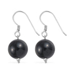 Black Agate Hook Earrings in Platinum Overlay Sterling Silver 22.050  Ct.
