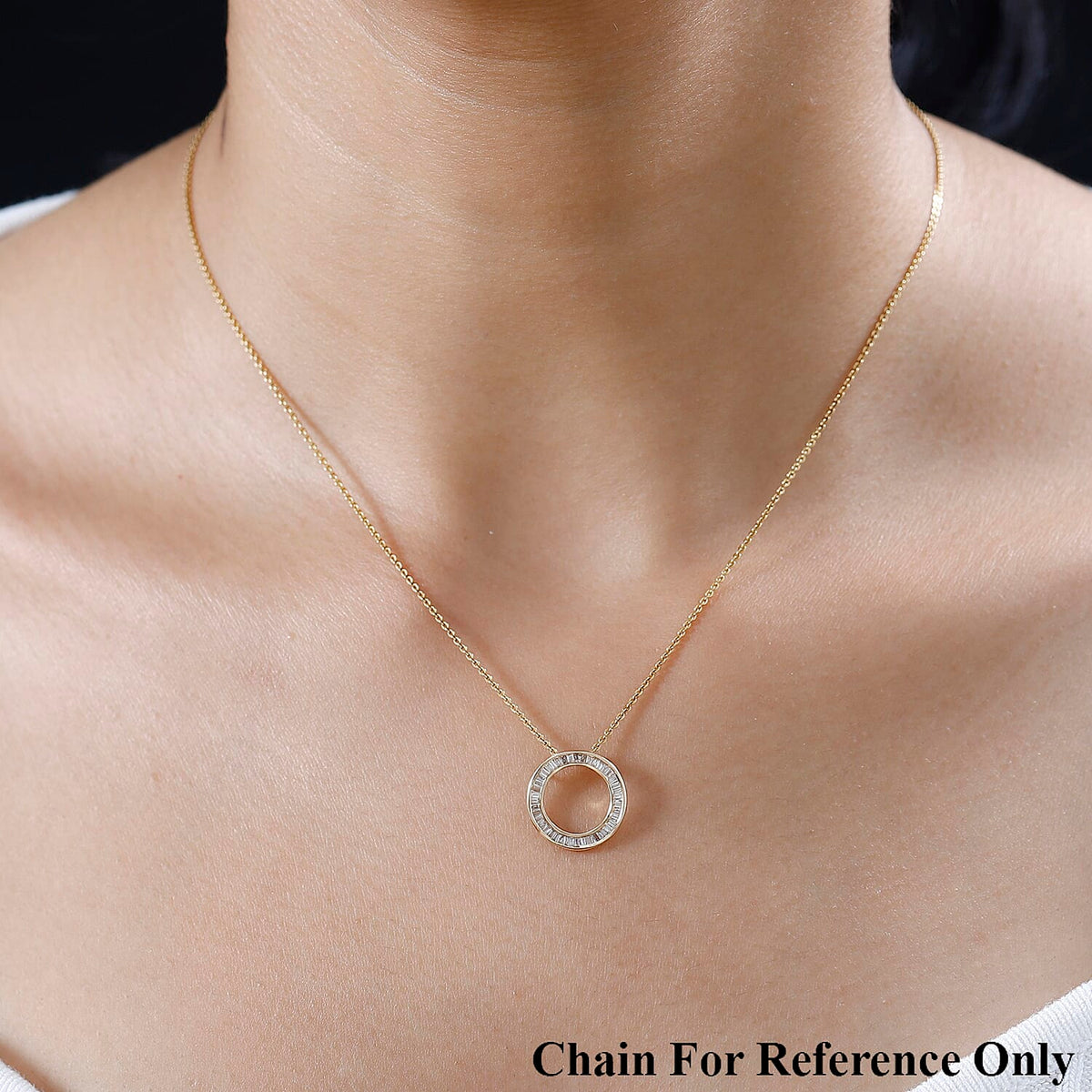 18K Yellow Gold SGL Certified Diamond (I1-I2-GH) Circle Pendant 0.25 Ct With 9K Gold Paperclip Necklace (30 inch) 221212261 4