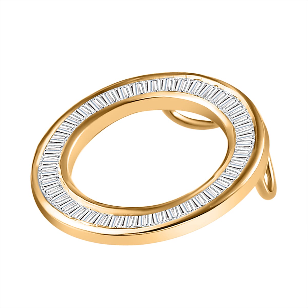 18K Yellow Gold SGL Certified Diamond (I1-I2-GH) Circle Pendant 0.25 Ct With 9K Gold Paperclip Necklace (30 inch) 221212261 5