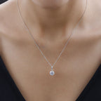 Moissanite Pendant with Chain (Size 20) and Stud Earrings Platinum Overlay Sterling Silver 2.00 ct