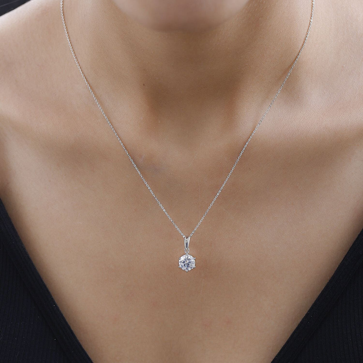 3.9 Ct. Moissanite Chain, Solitaire, Stud Ring in Platinum Sterling Silver 221215621 1
