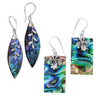 Royal Bali Abalone Shell Dangle Earrings in Sterling Silver and Shell Hook Earrings in Silver