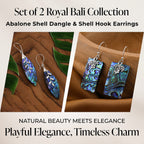 Royal Bali Abalone Shell Dangle Earrings in Sterling Silver and Shell Hook Earrings in Silver