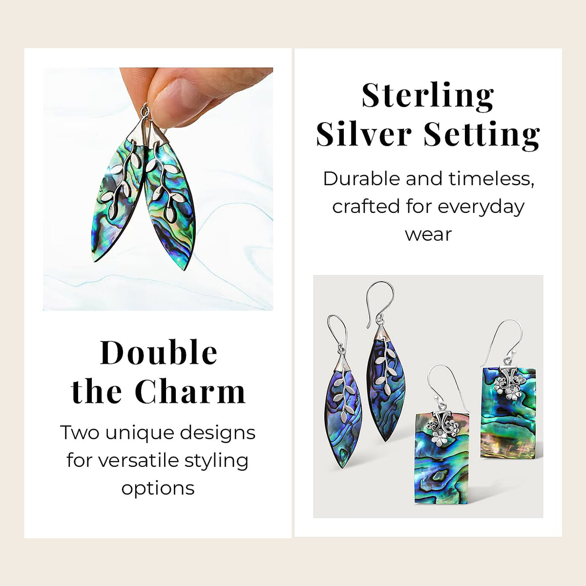 Royal Bali Abalone Shell Dangle Earrings in Sterling Silver and Shell Hook Earrings in Silver 221222926 4