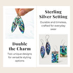 Royal Bali Abalone Shell Dangle Earrings in Sterling Silver and Shell Hook Earrings in Silver