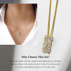 Diamond Pendant with Chain (Size 20) and Diamond Hoop Earrings (with Clasp) in Sterling Silver with Platium and 18K Vermeil Yellow Gold