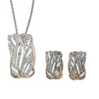 Diamond Pendant with Chain Size 20 Inch in Sterling Silver with Platinum and 18K Vermeil Yellow Gold and Diamond Stud Earrings in Platinum and Gold Plated Silver 0.01 Ct