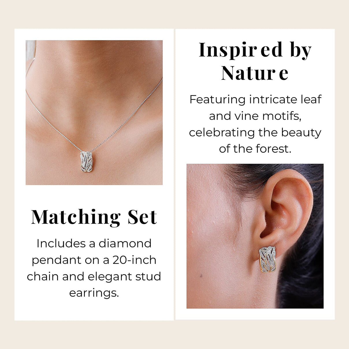 Diamond Pendant with Chain Size 20 Inch in Sterling Silver with Platinum and 18K Vermeil Yellow Gold and Diamond Stud Earrings in Platinum and Gold Plated Silver 0.01 Ct 221222935 3