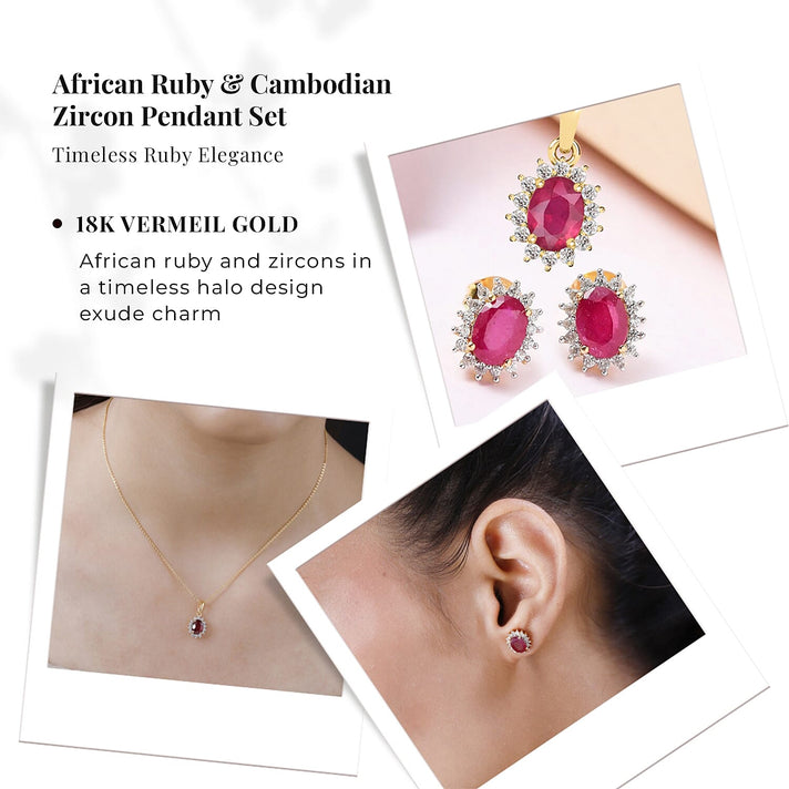 Rainbow Moonstone June Birthstone and Natural Zircon Halo Stud Earrings and Pendant with Chain (Size 20) in Platinum Overlay Sterling Silver 221224560 2