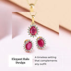 African Ruby (FF) and Natural Cambodian Zircon Pendant with Chain (Size - 20) 1.610 Ct. and Earrings 3.28 Ct. in 18K Vermeil Yellow Gold Plated Sterling Silver