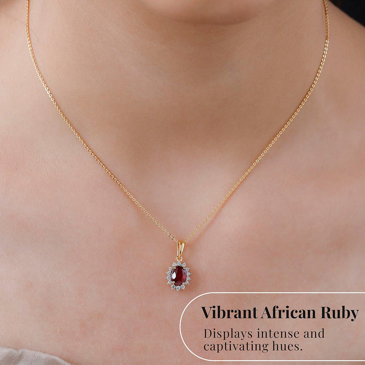 African Ruby (FF) July Birthstone and Natural Cambodian Zircon Pendant with Chain (Size - 20) and Earrings in 18K Vermeil Yellow Gold Plated Sterling Silver 221223150 3
