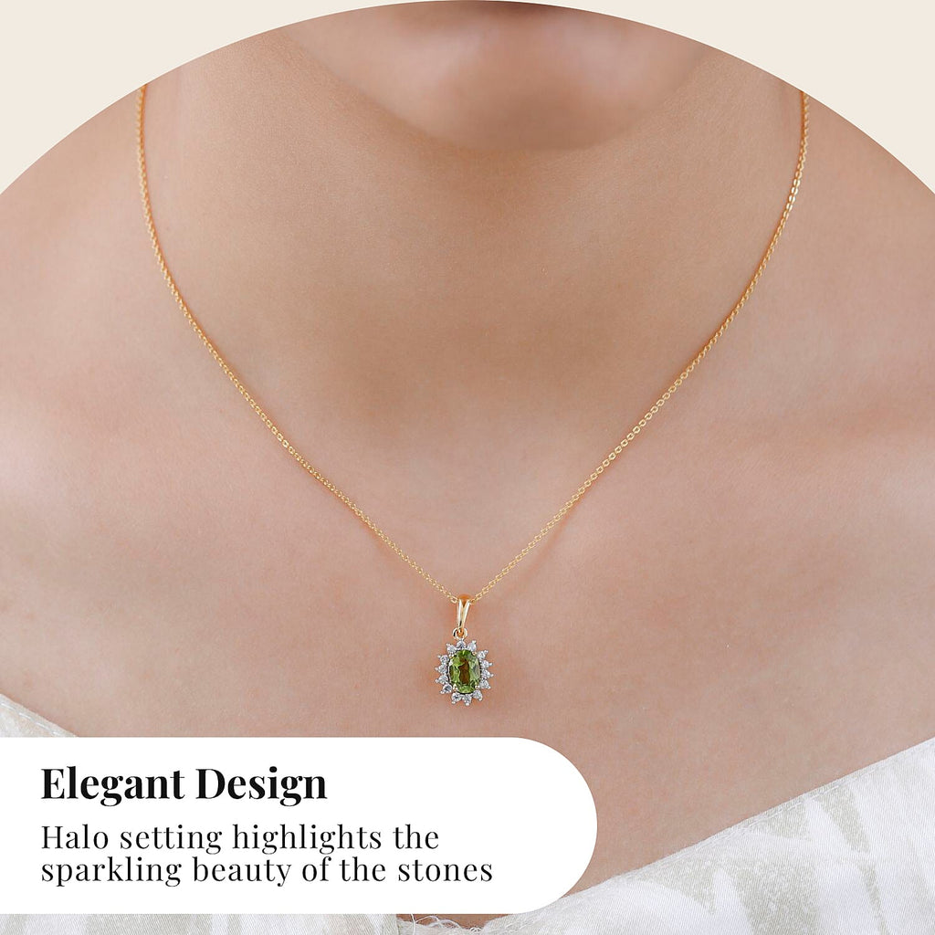 Hebei Peridot and Natural Cambodian Zircon Pendant with Chain(Size-20 inch with Lobster Clasp) 1.20 Ct. and Earrings 2.01 Ct. in 18K Vermeil Yellow Gold Plated Sterling Silver