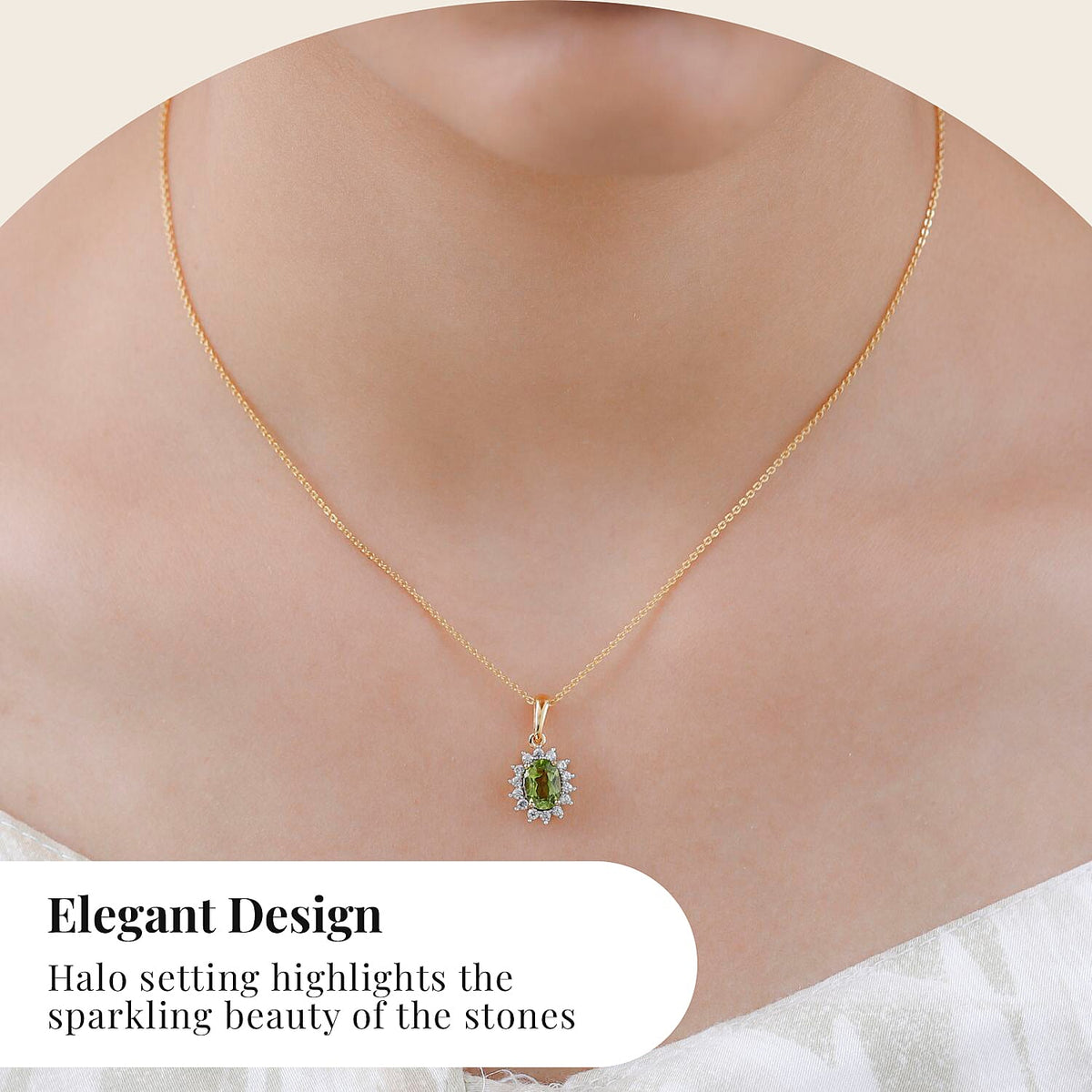 Hebei Peridot August Birthstone and Natural Cambodian Zircon Pendant with Chain(Size-20 inch with Lobster Clasp) and Earrings in 18K Vermeil Yellow Gold Plated Sterling Silver 221223473 2