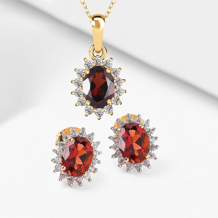 Rainbow Moonstone June Birthstone and Natural Zircon Halo Stud Earrings and Pendant with Chain (Size 20) in Platinum Overlay Sterling Silver 221224560 1
