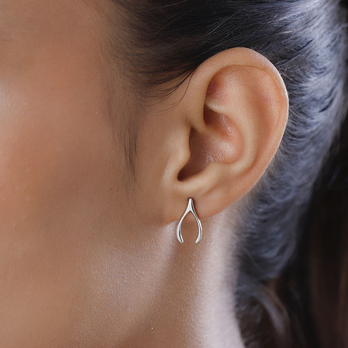 Fortune Favour Pendant with Chain (Size 20) and Wishbone Stud Earrings (with Push Back) in Sterling Silver with Platinum Plating 221223617 7