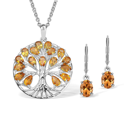 Hebei Peridot Sterling Silver Tree of Life Pendant With Chain (Size 20) 3.62 Ct, Silver Wt. 6.35 GM and Chinese Peridot Drop Earrings in Sterling Silver With Lever Back 2.6 Ct