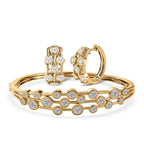 Designer Inspired Moissanite Bubble Bangle and Bubble Hoop Earrings in 18K Gold Vermeil Sterling Silver