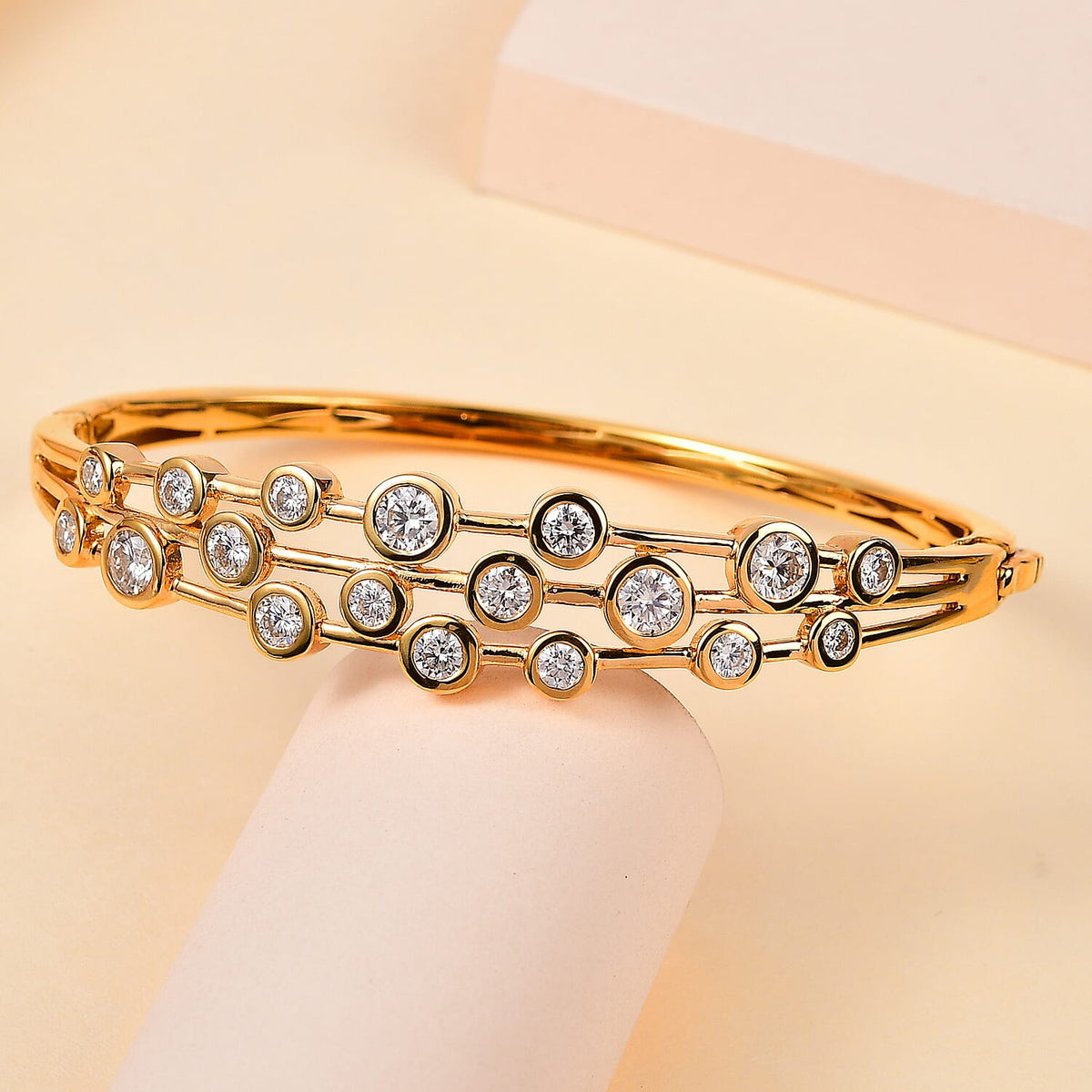 Designer Inspired Moissanite Bubble Bangle and Bubble Hoop Earrings in 18K Yellow Gold Vermeil Plated Sterling Silver 221223923 2