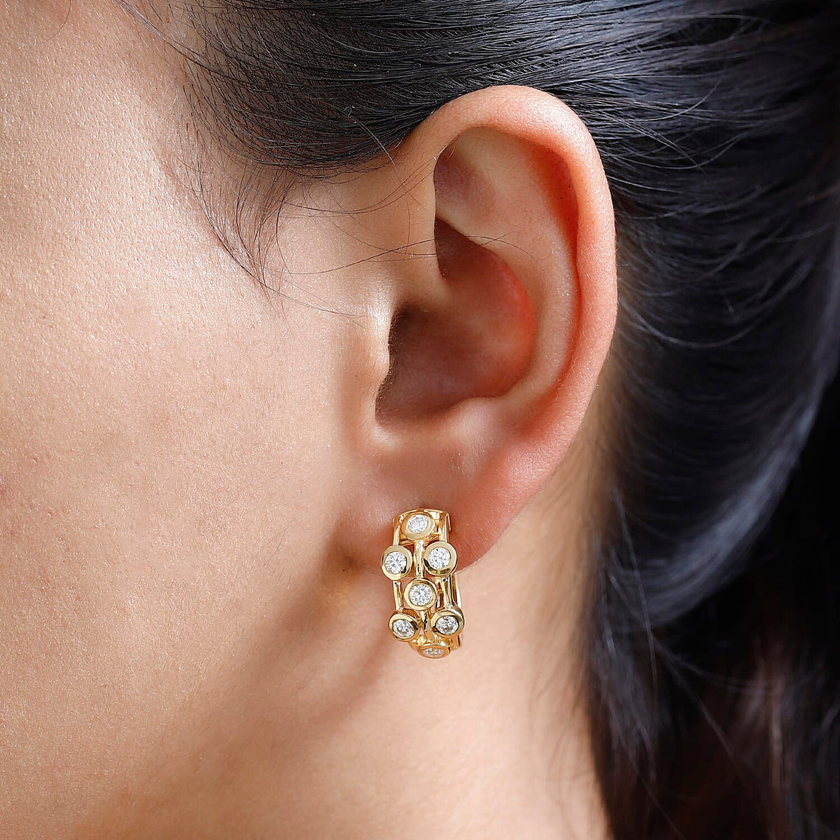 Designer Inspired Moissanite Bubble Bangle and Bubble Hoop Earrings in 18K Yellow Gold Vermeil Plated Sterling Silver 221223923 3