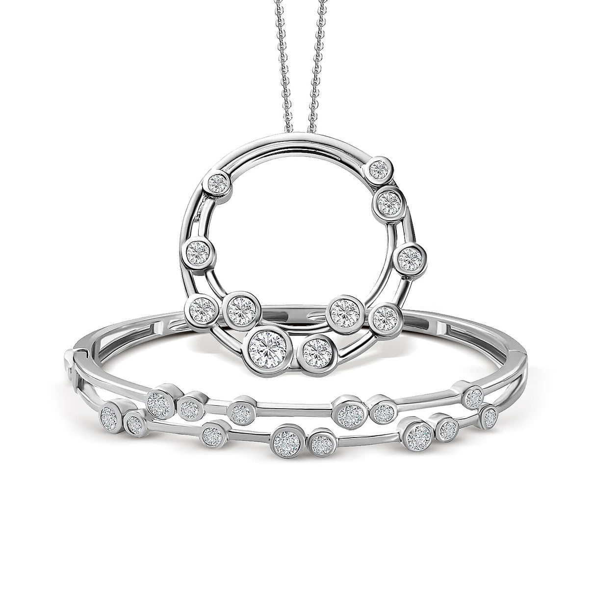 3.2 Ct. Moissanite Circle, Cluster vbp in Platinum Sterling Silver 221223924 0