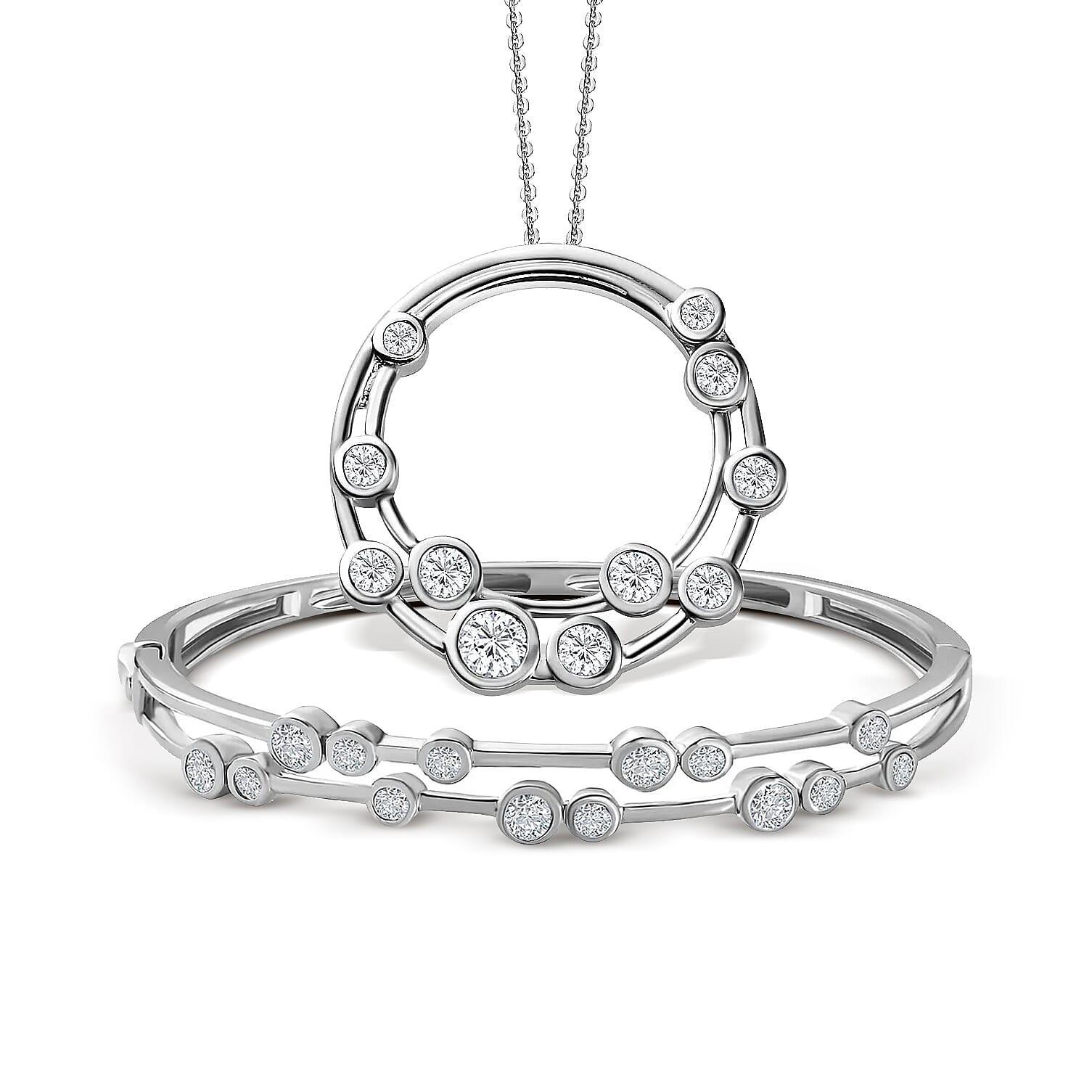 3.2 Ct. Moissanite Circle, Cluster vbp in Platinum Sterling Silver 221223924 0