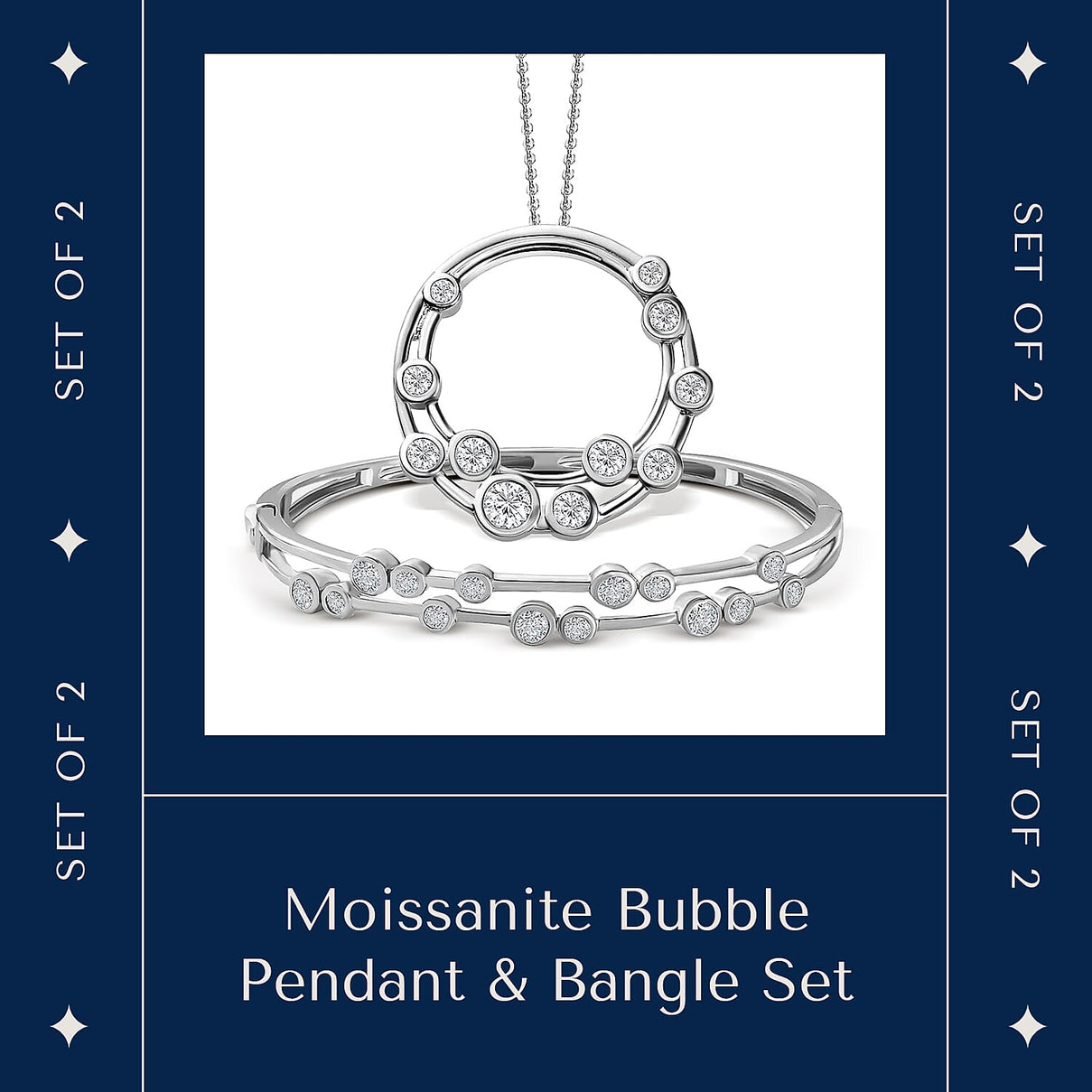 3.2 Ct. Moissanite Circle, Cluster vbp in Platinum Sterling Silver 221223924 2