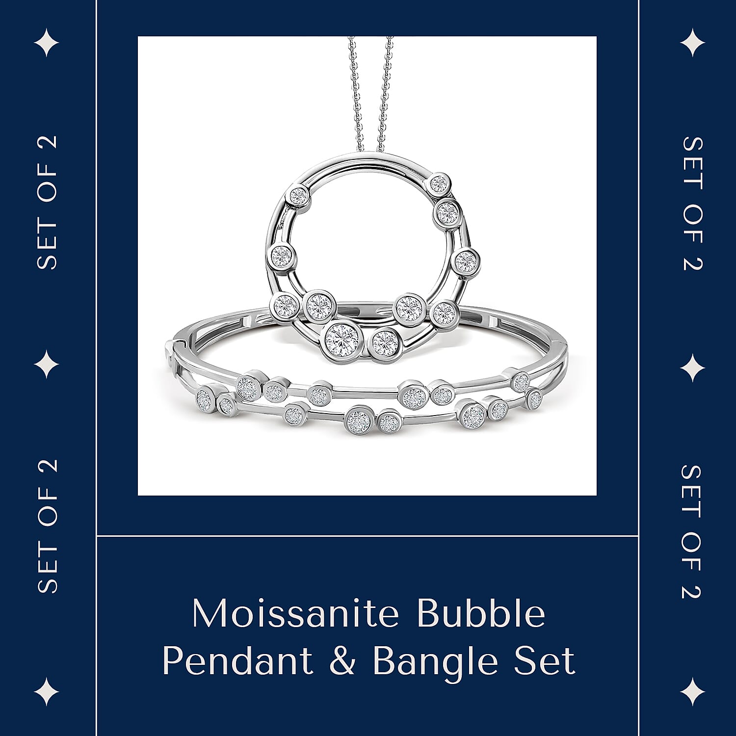 3.2 Ct. Moissanite Circle, Cluster vbp in Platinum Sterling Silver 221223924 2