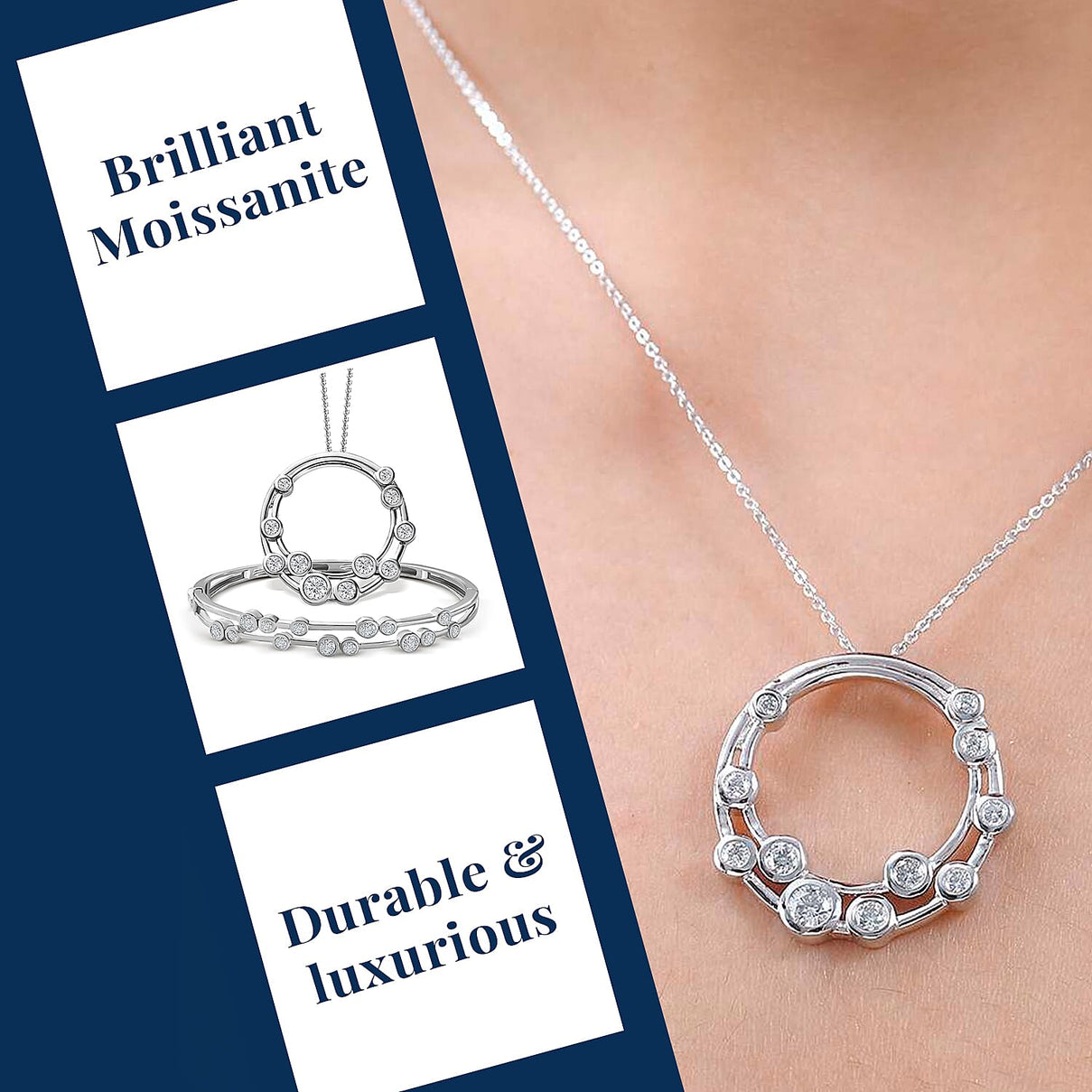 3.2 Ct. Moissanite Circle, Cluster vbp in Platinum Sterling Silver 221223924 5