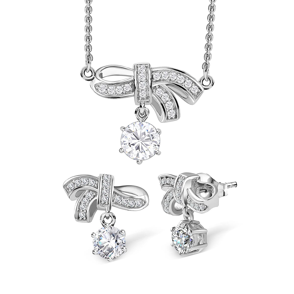 2.3 Ct. Moissanite Chain, Cluster, Drop vbp in Platinum Sterling Silver 221223932 0