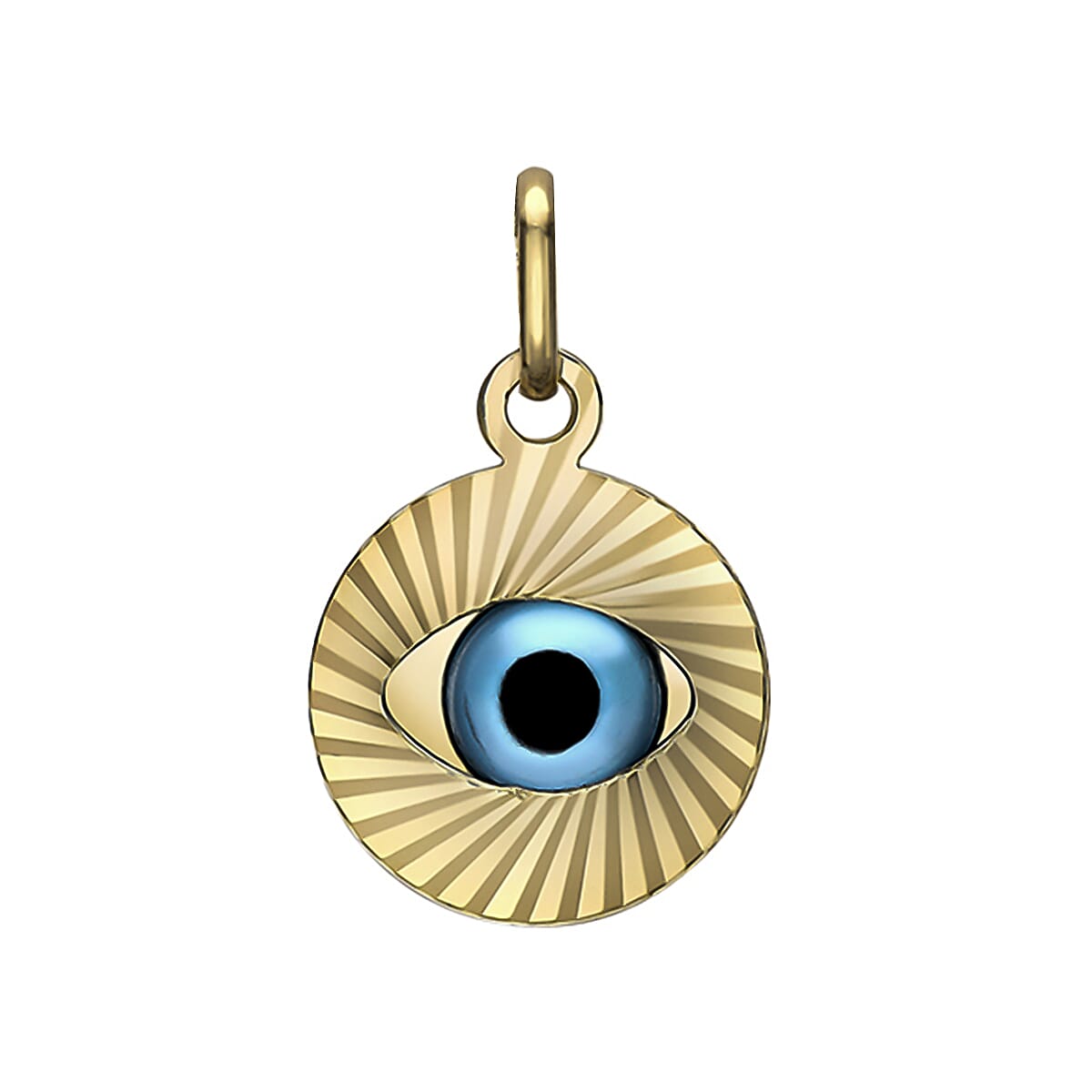 9K Yellow Gold 13mm X 21.5mm Diamond Cut Evil Eye Pendant and Bracelet 7.5 Inch 221224413 3