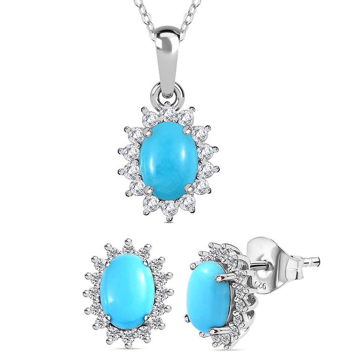 Peridot August Bithstone and Zircon Halo Pendant with Chain (Size - 20) and Halo Earrings in Platinum Overlay Sterling Silver 221224416 1