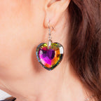 Multi Color Crystal Necklace (Size - 24) 0.010 Ct. and Earrings 0.010 Ct. Pure White Stainless Steel