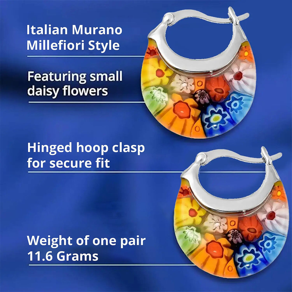 Multi Colour Murano Style Glass Stainless Steel Bracelet and Basket Earrings 221227574 5