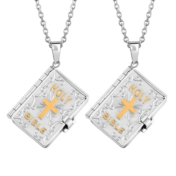 Set of 2 - Holy Bible Openable Pendant With Chain and Presentation Gift Box (30inch - Slider) 221231526 1