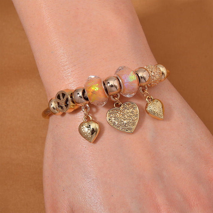 Set of 3 - Multi Colour Charms Dragonfly, Heart and Evil Eye Adjustable Bangles 221236160 2