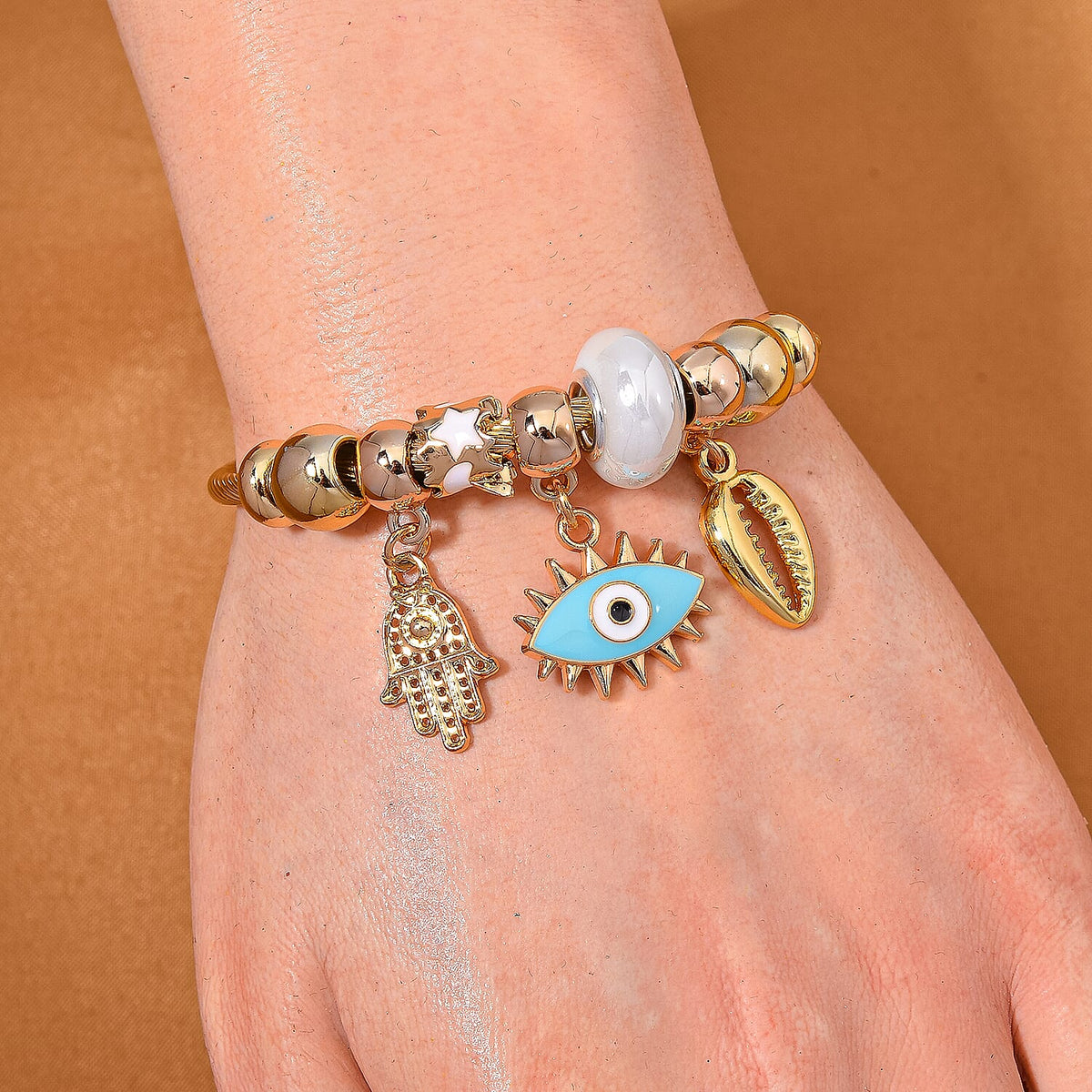 Set of 3 - Multi Colour Charms Dragonfly, Heart and Evil Eye Adjustable Bangles 221236160 2