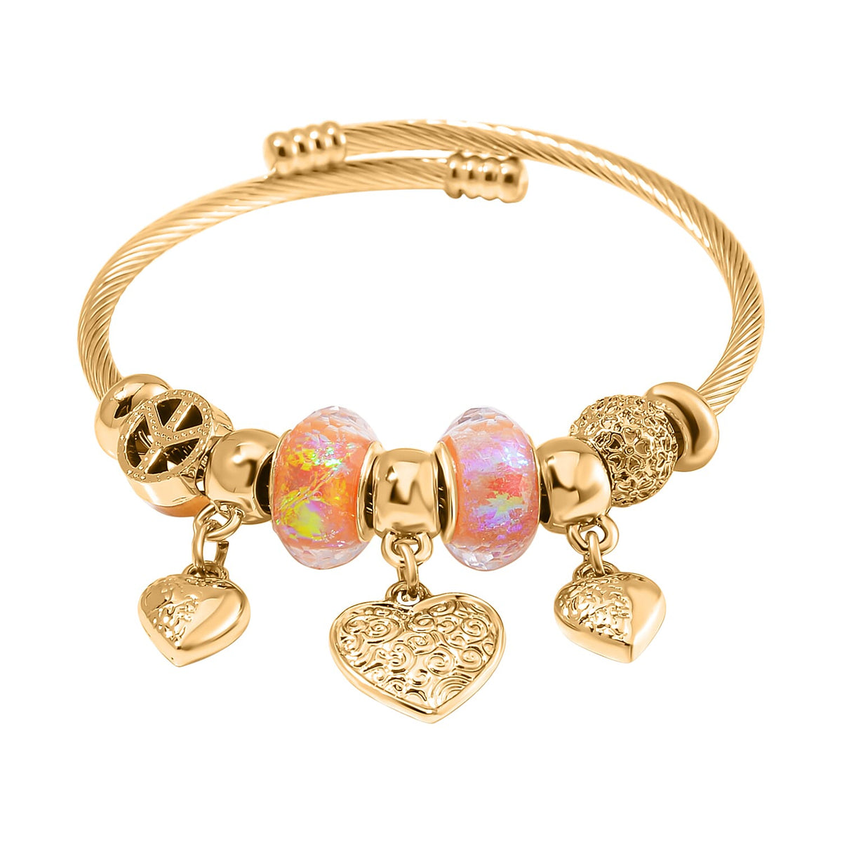 Set of 3 - Multi Colour Charms Dragonfly, Heart and Evil Eye Adjustable Bangles 221236160 4