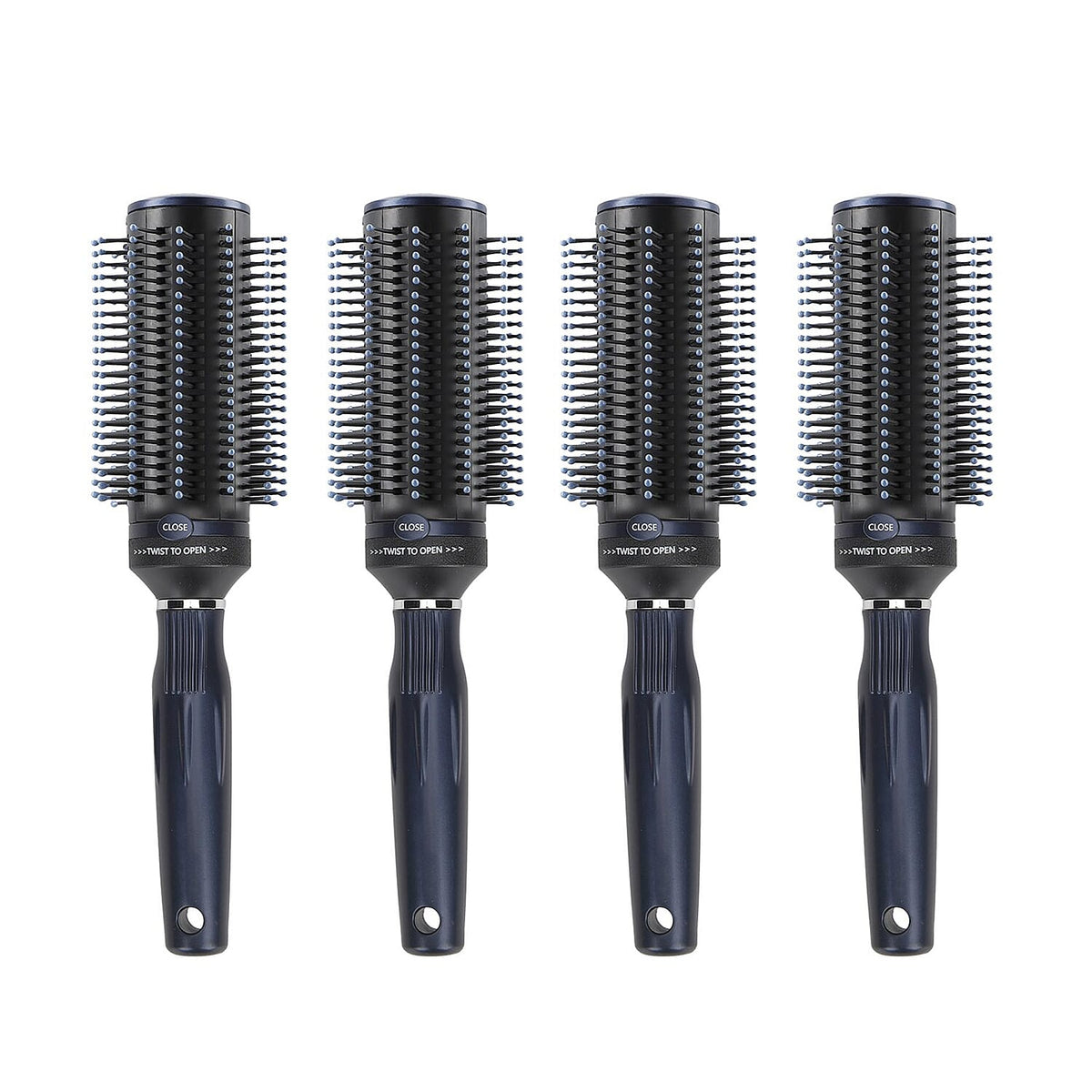 Neomi - Set of 4 Portable Easy Clean Retractable Rotating Hairbrushes - Navy 221241031 0