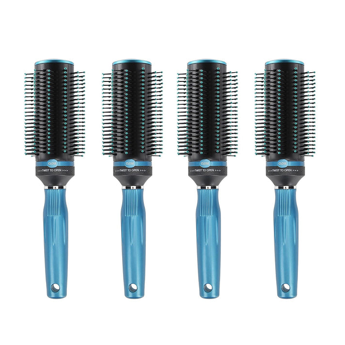 Neomi - Set of 4 Portable Easy Clean Retractable Rotating Hairbrushes - Blue 221241032 1