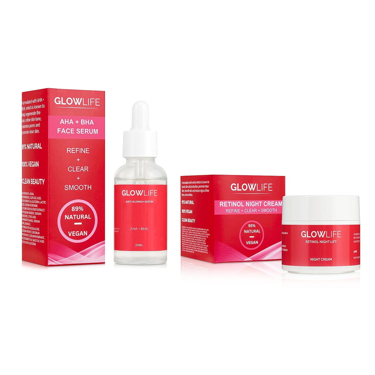 Glowlife Retinol Night Cream 50ml and AHA BHA Serum 30ml Skincare Set 221241254 0