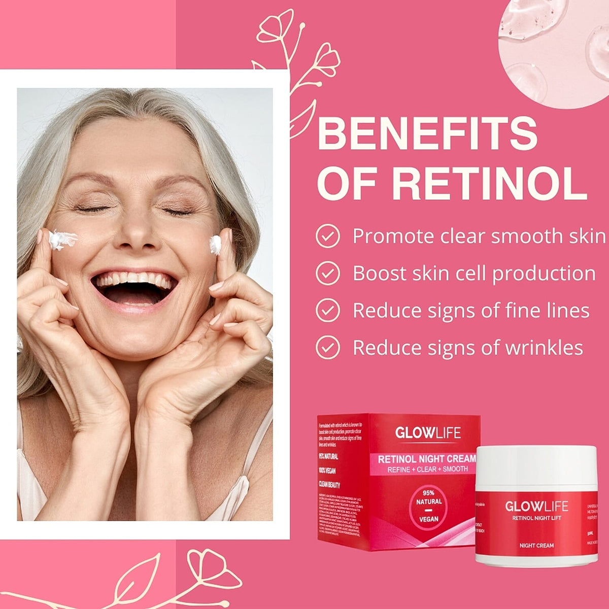 Glowlife Retinol Night Cream 50ml and AHA BHA Serum 30ml Skincare Set 221241254 1