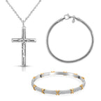 Best Christmas Jewellery Gift Cubic Zirconia Bangle, La Bella Sterling Silver Herringbone Bracelet, Cross Pendant